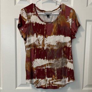 Simply Vera By Vera Wang Short Sleeve Knit Top Red Orange White Size‎ PM